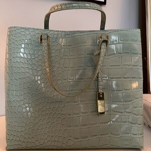 Ivanka Trump Green Structured Satchel with Crocodile Embossing